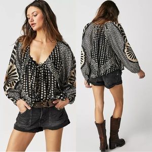 NWT Free People Elena Printed Top
